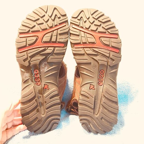Ecco Yucatan Sandals Shoes Mens Size‎ 44 Brown Leather Hiking Outdoors Comfort - Picture 10 of 16